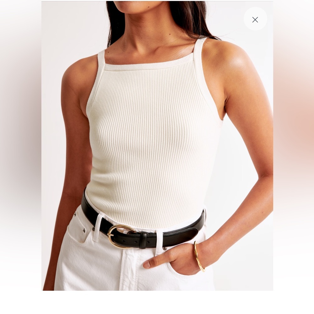 Abercrombie & Fitch ottoman high neck tank in cream